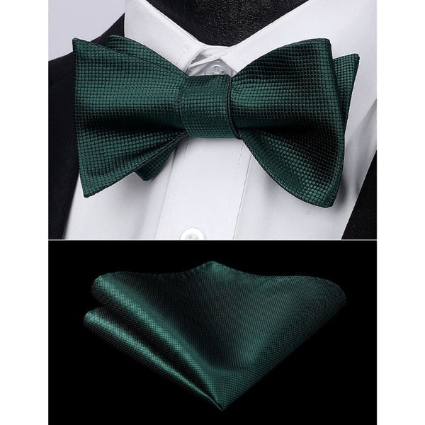 Solid Bow Tie & Pocket Square - A1-GREEN