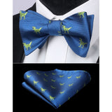 Fun Animal Bow Tie & Pocket Square - DINASOURS/BLUE
