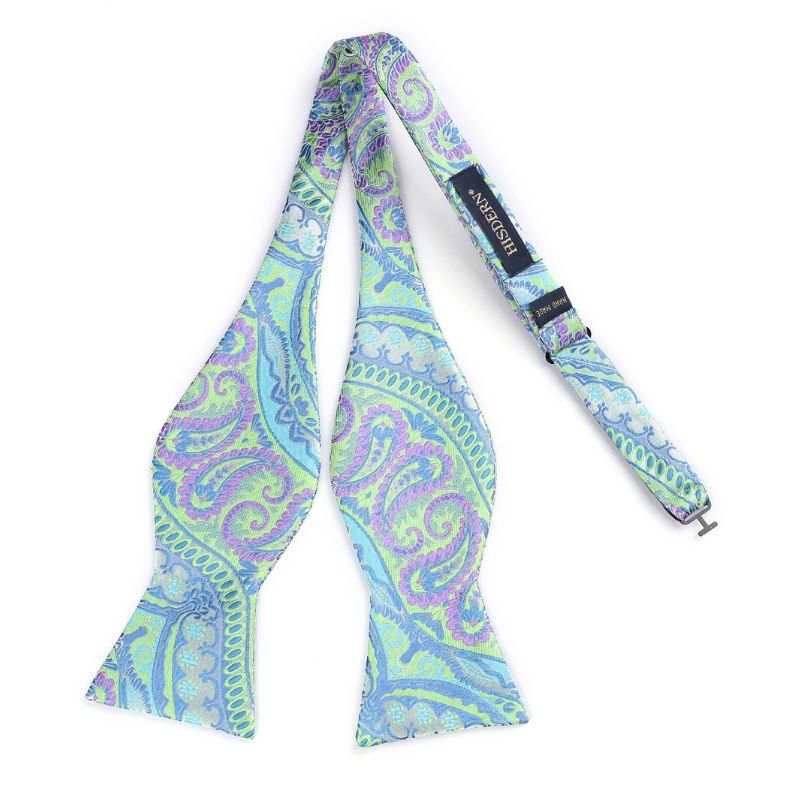 Floral Bow Tie & Pocket Square - AQUA/PURPLE