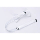 Paisley Pre-Tied Bow Tie & Pocket Square - H-WHITE
