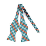 Plaid Bow Tie & Pocket Square Sets - D-AQUA/ORANGE