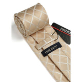 Plaid Tie Handkerchief Set - A8-CHAMPAGNE
