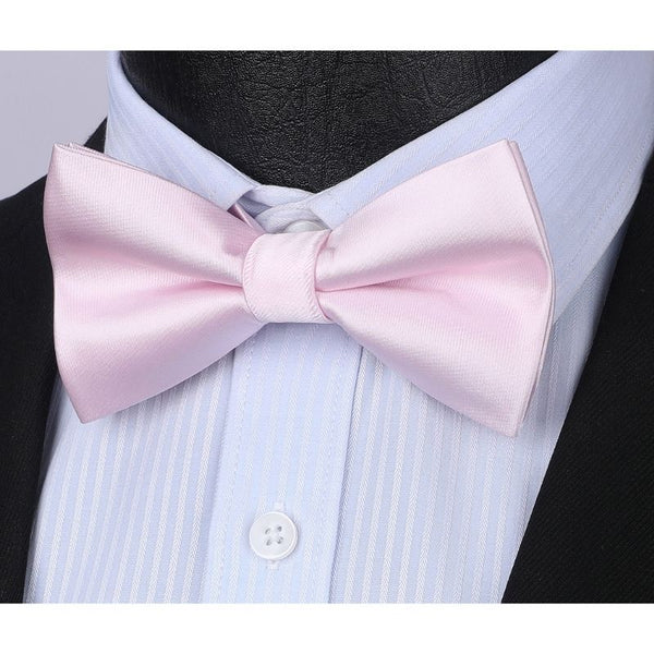 Solid Pre-Tied Bow Tie - 04-LIGHT PINK