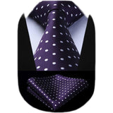 Polka Dot Tie Handkerchief Set - A-PURPLE/WHITE