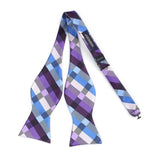 Plaid Bow Tie & Pocket Square Sets - C-PURPLE/BLUE