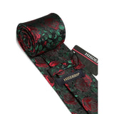 Floral 3.4 inch Tie Handkerchief Set - 10-RED ROSE