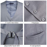 Formal Vest Tie Handkerchief Set Light Grey