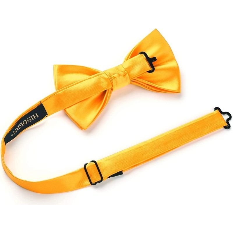 Solid Pre-Tied Bow Tie & Pocket Square - Y-BRIGHT YELLOW