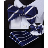 Stripe Bow Tie & Pocket Square - A-BLUE