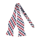 Plaid Bow Tie & Pocket Square Sets - D-RED/BLUE