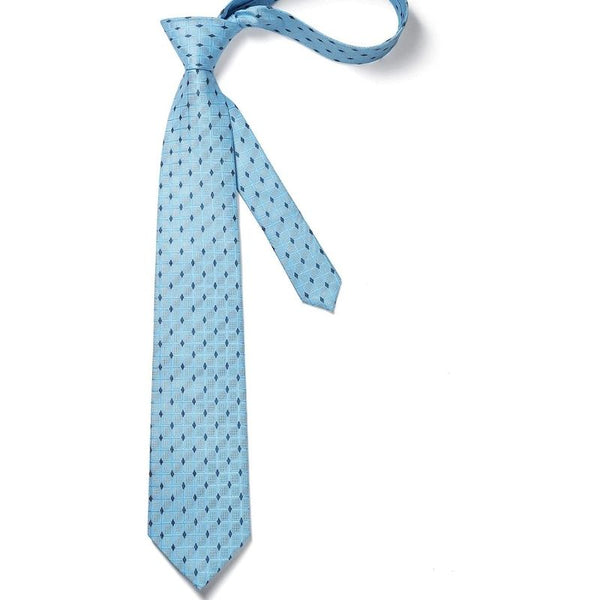 Plaid Tie Handkerchief Set - 052-LIGHT BLUE/NAVY BLUE