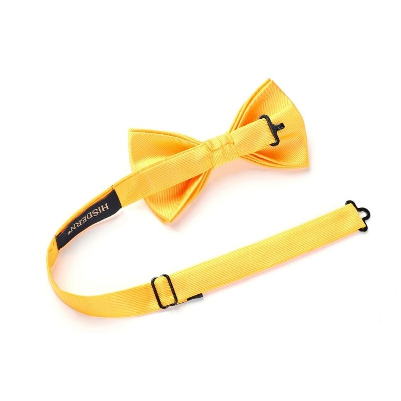 Solid Pre-Tied Bow Tie & Pocket Square - Y-BRIGHT YELLOW