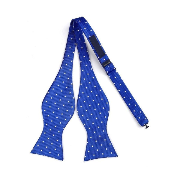 Polka Dots Bow Tie & Pocket Square - B-BLUE/SILVER