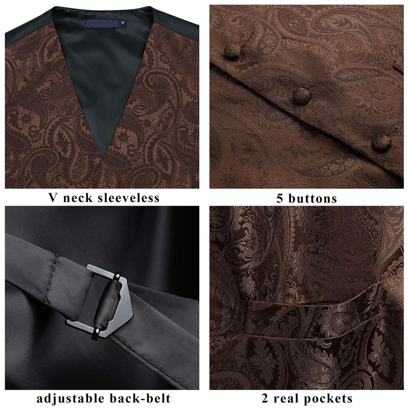 Paisley 3pc Suit Vest Set - E-BROWN