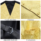 Paisley Vest Tie Handkerchief Set Yellow