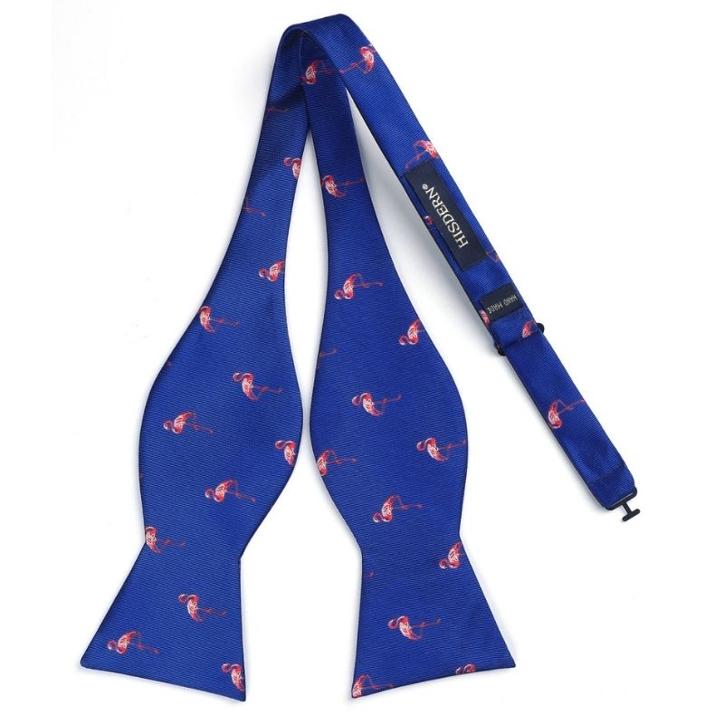 Fun Animal Bow Tie & Pocket Square - FLAMINGO/BLUE/RED