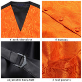 Paisley Vest Tie Handkerchief Set Orange