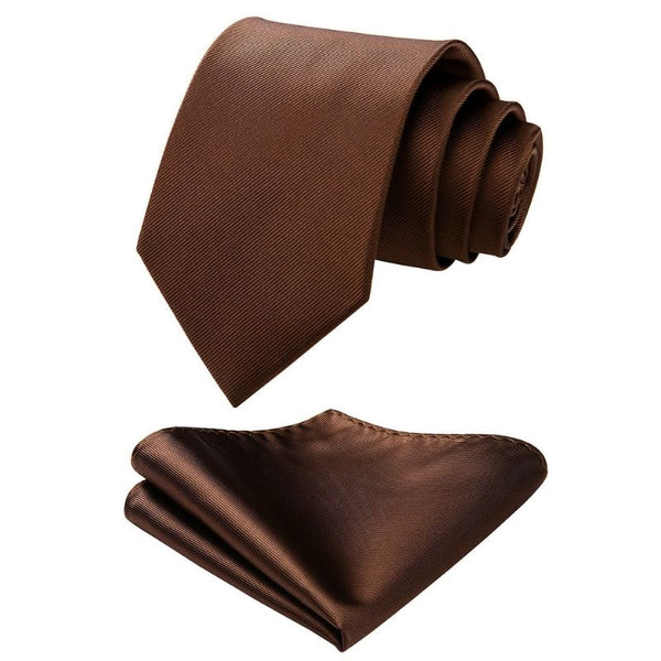Solid Tie Handkerchief Set - G-BROWN