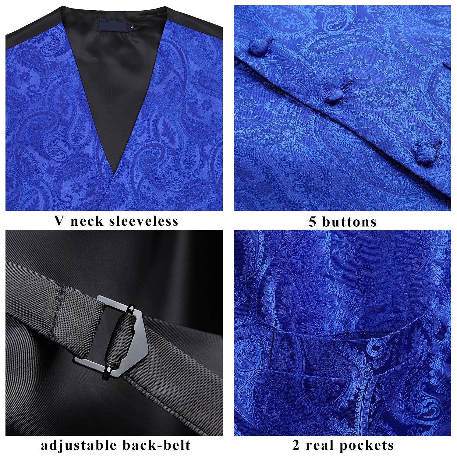 Paisley Vest Tie Handkerchief Set Rolay Blue