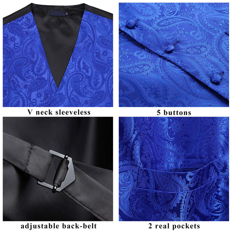 Paisley Vest Tie Handkerchief Set Rolay Blue
