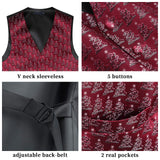 Christmas Suit Vest - BURGUNDY/BLACK