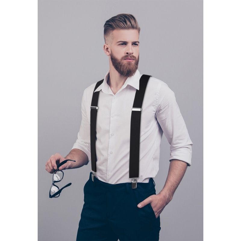 Thick Trouser X Shaped 2 Adjustable Suspender 2 Black