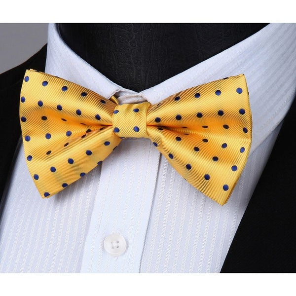 Plaid Suspender Pre Tied Bow Tie Handkerchief C3 Yellow