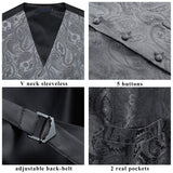 Paisley Vest Tie Handkerchief Set Grey 1
