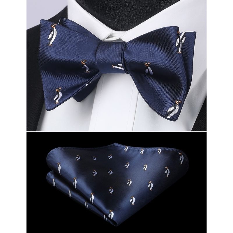 Animal Fun Bow Tie & Pocket Square - PENGUIN/NAVY