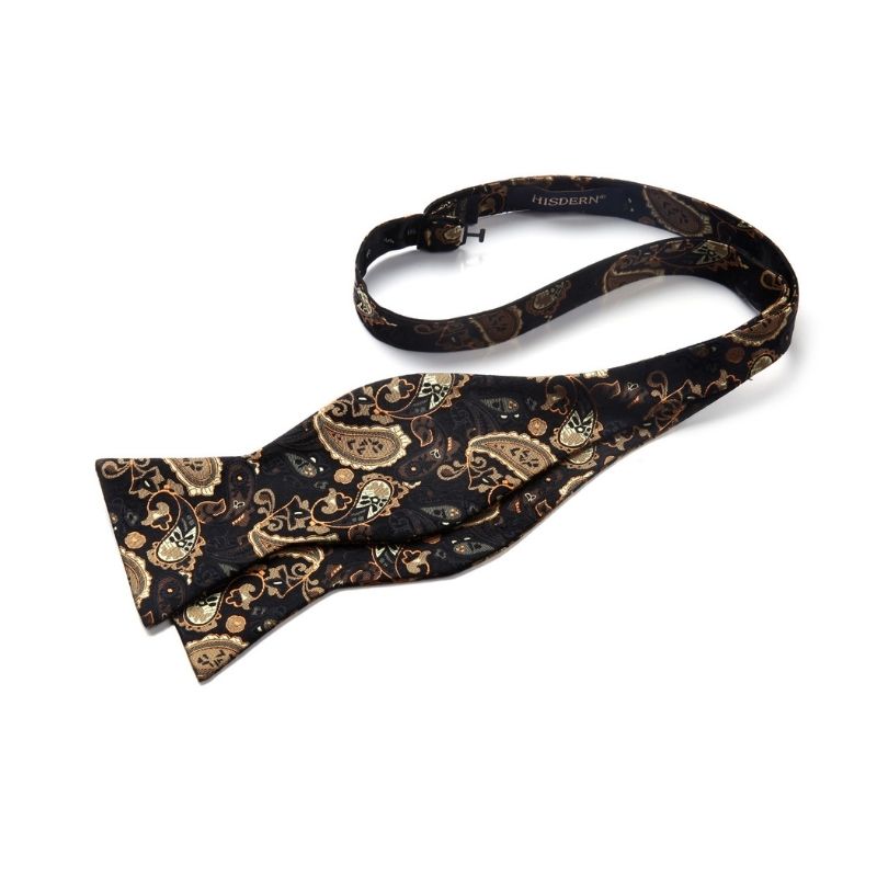 Paisley Bow Tie & Pocket Square - A-GOLD/BLACK