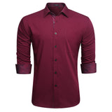 Casual Formal Shirt with Pocket - 07-BURGUNDY
