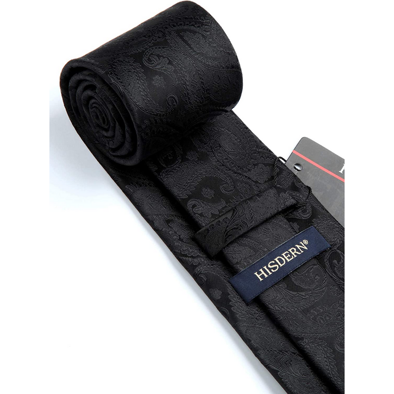 Paisley Tie Handkerchief Set - 02A-BLACK