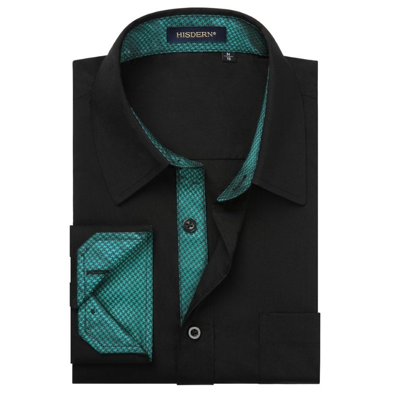 Casual Formal Shirt with Pocket - A-BLACK