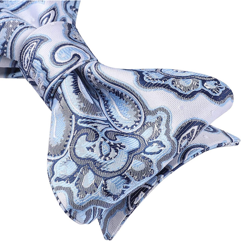 Floral Bow Tie & Pocket Square - WHITE/BLUE