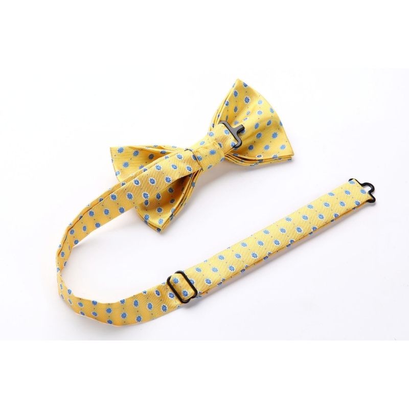 Floral Suspender Pre Tied Bow Tie Handkerchief C2 Yellow