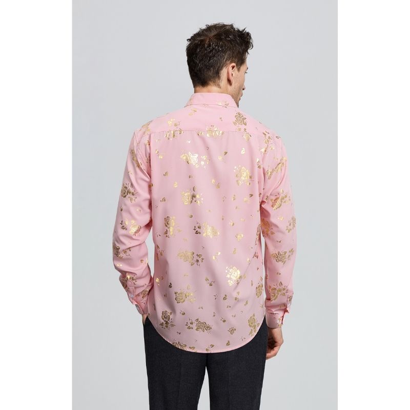 Shiny Rose Gold Party Shirt - 05-PINK