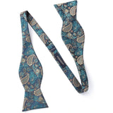 Floral Paisley Suspender Bow Tie Handkerchief 7 Green Aqua Brown