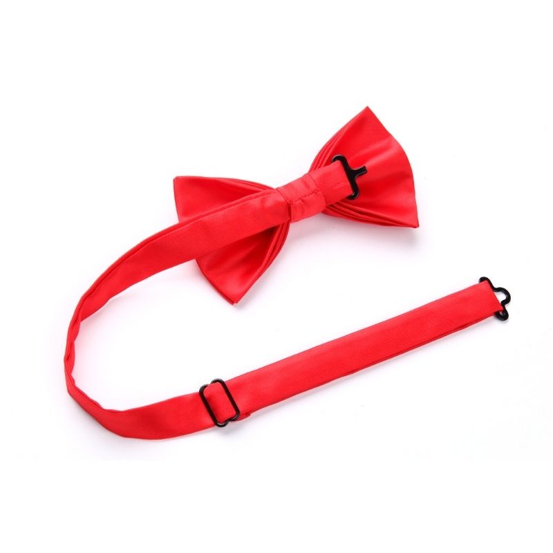 Solid Suspender Pre Tied Bow Tie Handkerchief A9 Red