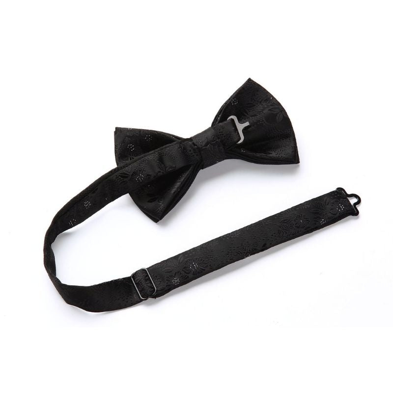 Paisley Floral Suspender Pre Tied Bow Tie Handkerchief A2 Black