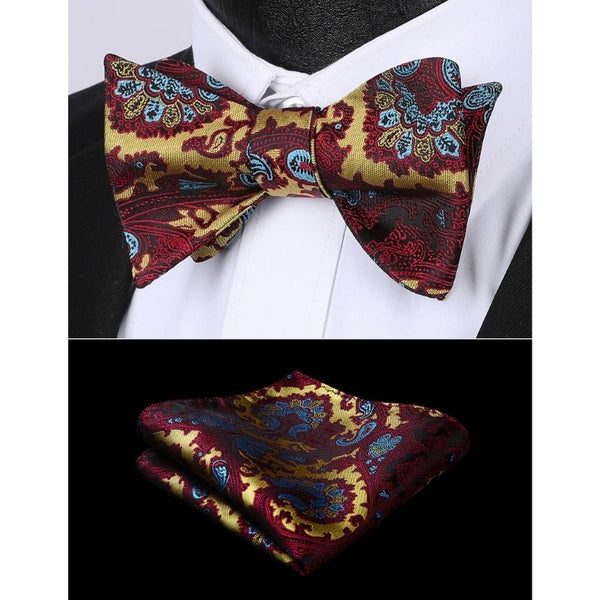Floral Bow Tie & Pocket Square Sets - RED/YELLOW