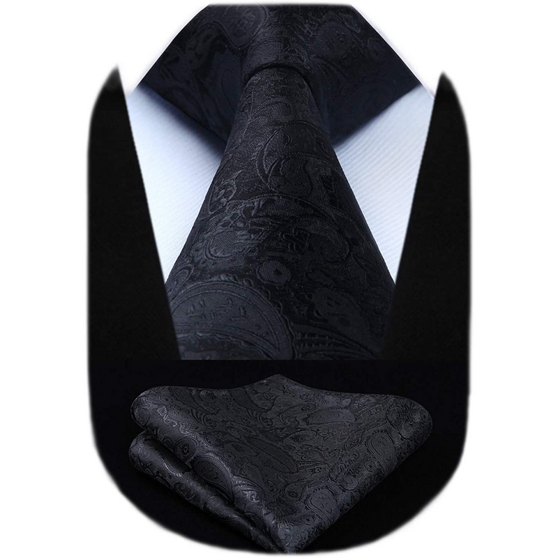 Paisley Tie Handkerchief Set - 02A-BLACK