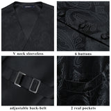 Paisley Vest Tie Handkerchief Set Black 3