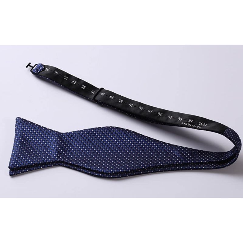 Plaid Suspender Pre Tied Bow Tie Handkerchief Navy Blue