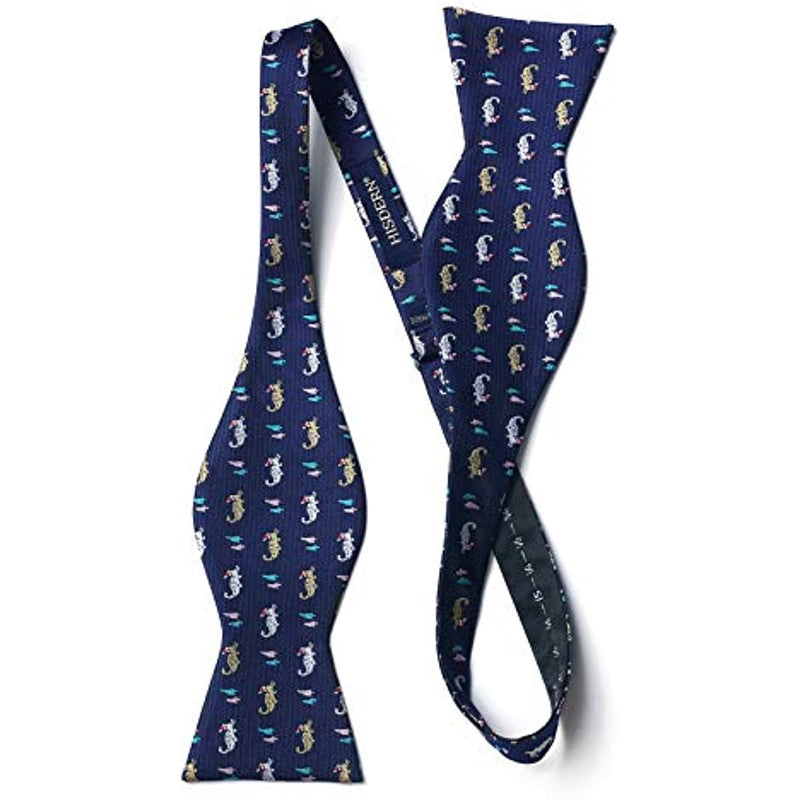 Christmas Bow Tie & Pocket Square - E2-NAVY BLUE-CROCODILE