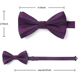 Solid Pre-Tied Bow Tie & Pocket Square - 09-PURPLE