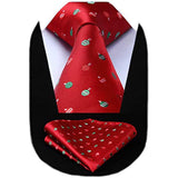 Christmas Tie Handkerchief Set - 04-RED/GREEN