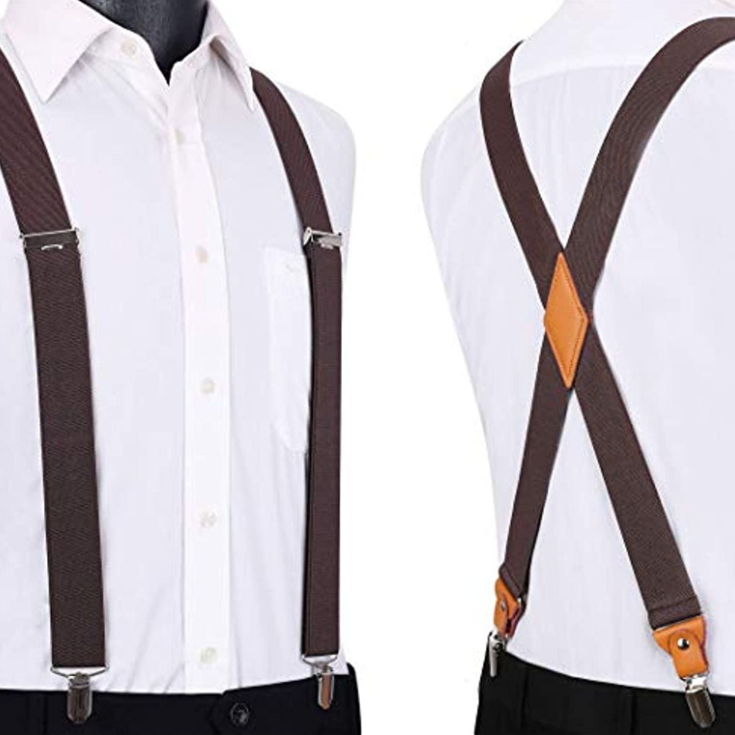 X-shaped Adjustable Suspender with 4 Clips - MAROON