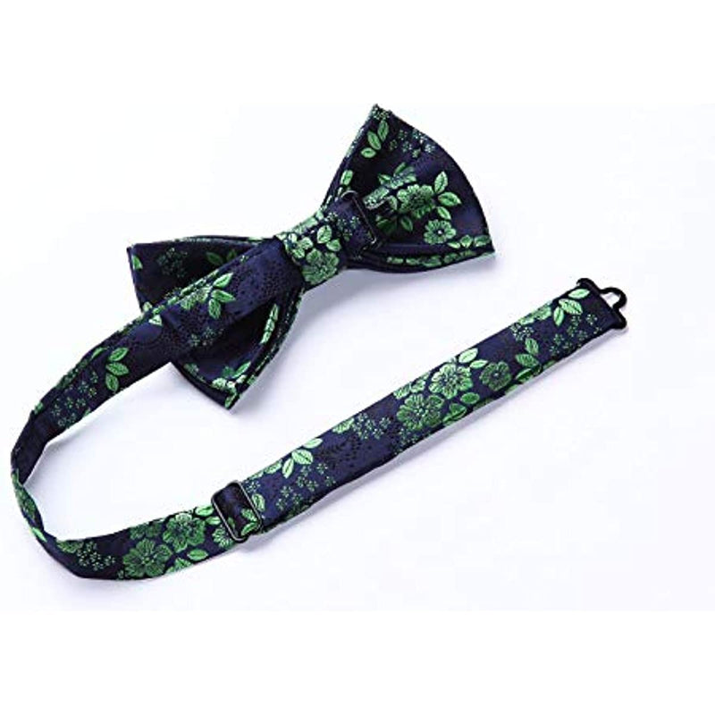 Paisley Pre-Tied Bow Tie & Pocket Square - G-GREEN 4