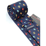 Christmas Tie Handkerchief Set - 11-NAVY BLUE/RED/YELLOW