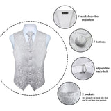 Paisley 3pc Suit Vest Set - WHITE
